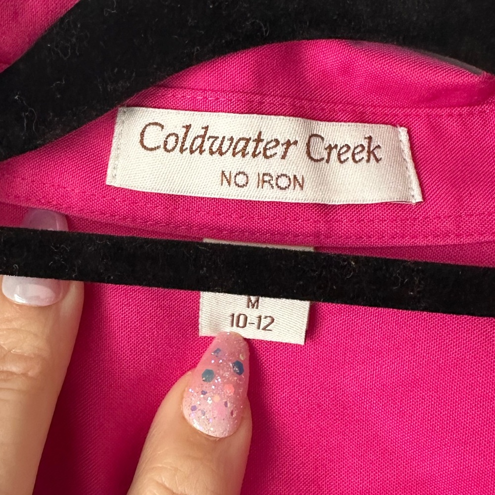 Coldwater Creek 100% COTTON Fuchsia button down top size 10/12 - Picture 2 of 5